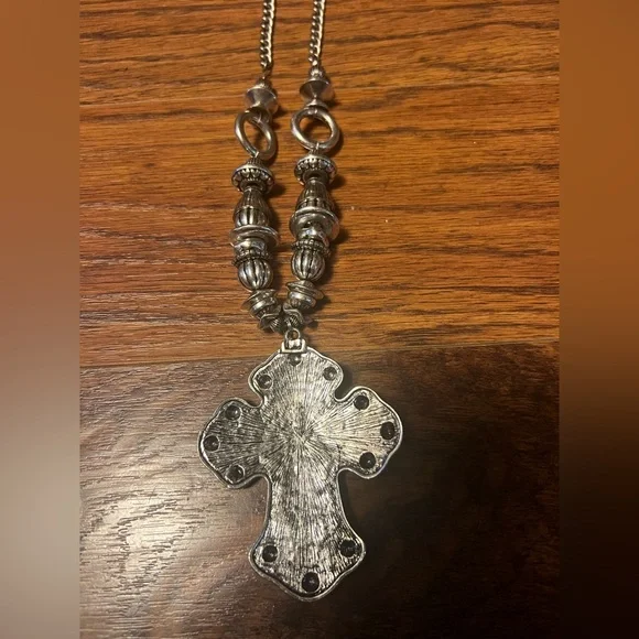 Silver Cross Pendant Fashion Necklace - Picture 7 of 9